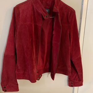 Vintage 90’s red leather suede Moto jacket